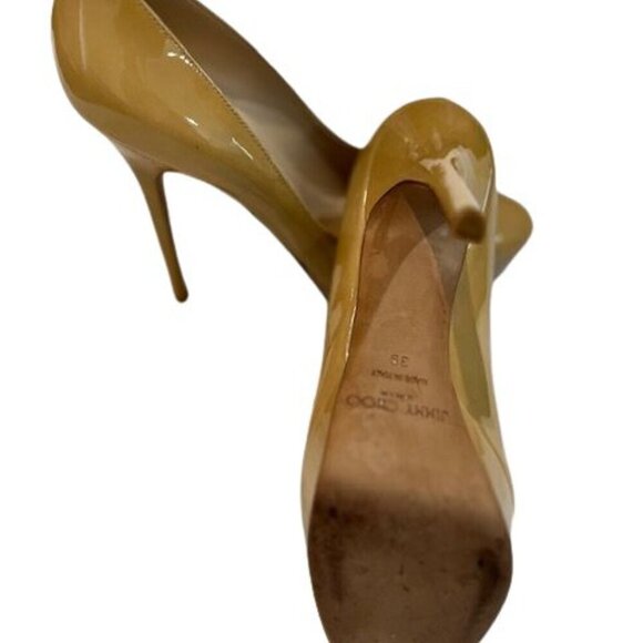 Jimmy Choo Light Mustard Patent Leather Cosmic Platform Pumps – Size 9 US - Picture 4 of 9